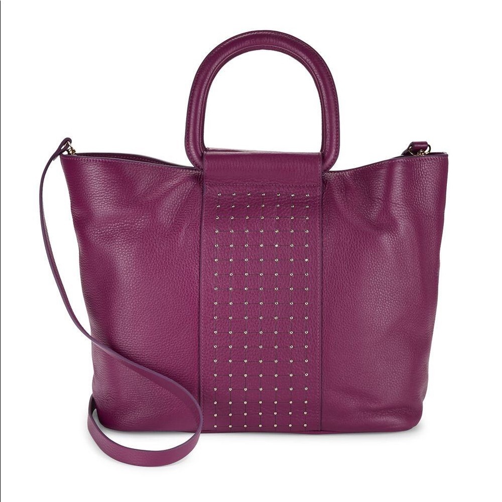 Halston Heritage purple studded leather tote